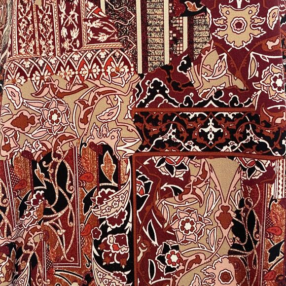 Chico's Hardware Detail Tunic Womens Large Burgundy Baroque Patchwork Flowy Top - Picture 3 of 8